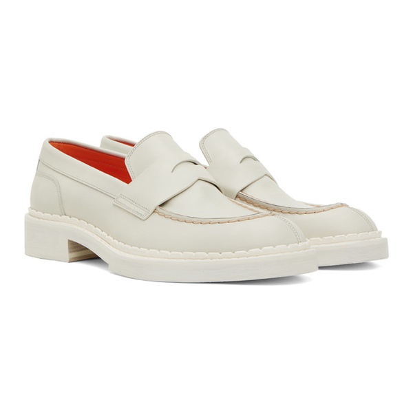  Santoni 오프화이트 Off-White Leather Loafers 231178F121006