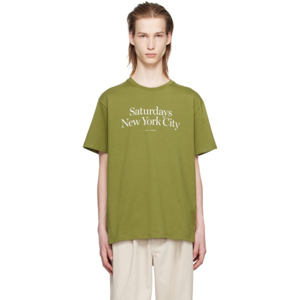  세러데이 뉴욕시티 Saturdays NYC Green Miller T-Shirt 241899M213017