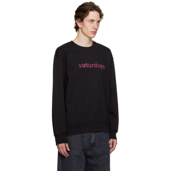  세러데이 뉴욕시티 Saturdays NYC Black Bowery Cheetah Sweatshirt 232899M201000