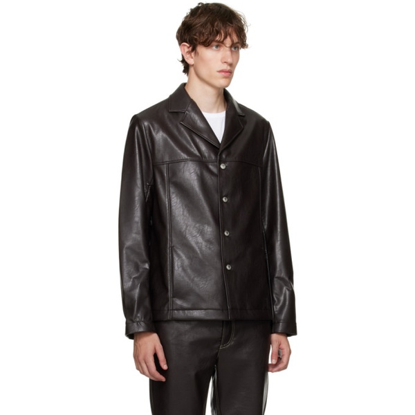  Sefr Brown Francis Faux-Leather Jacket 232491M180006