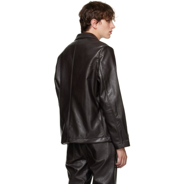  Sefr Brown Francis Faux-Leather Jacket 232491M180006