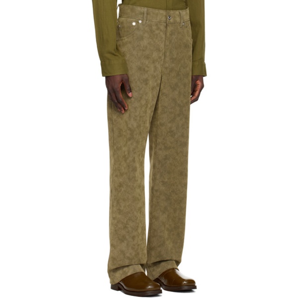  Sefr Khaki Otis Faux-Leather Trousers 241491M191007