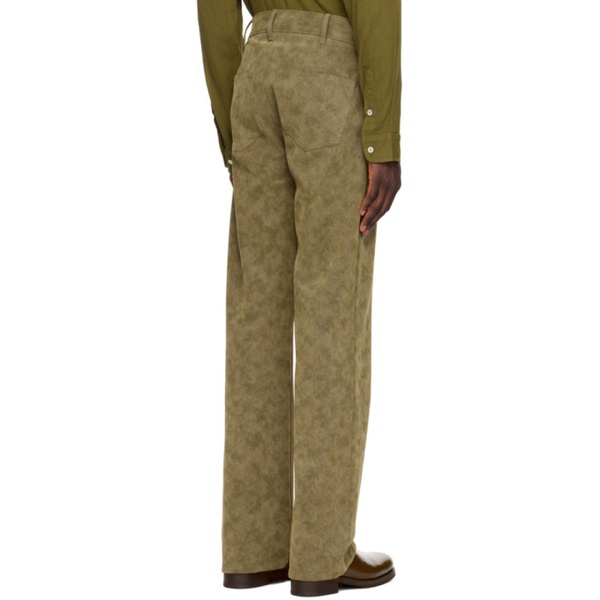  Sefr Khaki Otis Faux-Leather Trousers 241491M191007