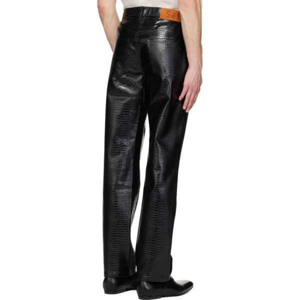  Sefr Black Londre Faux-Leather Trousers 231491M191004