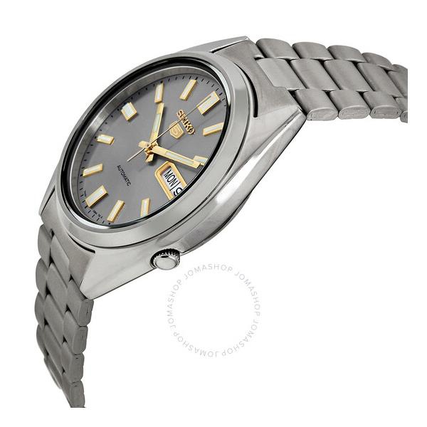  Seiko 5 Automatic Grey Dial Stainless Steel Mens Watch SNXS75