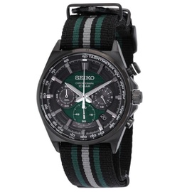 MEN'S Seiko 5 Chronograph Nylon Nato Green Dial Watch SSB411P1