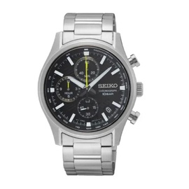 Seiko MEN'S Dress Chronograph Stainless Steel Black Dial Watch SSB419P1