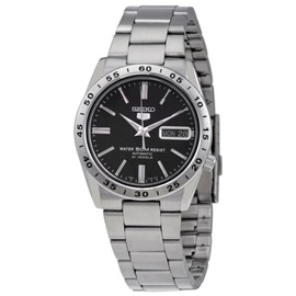 MEN'S Seiko 5 Stainless Steel Black Dial Watch SNKE01K1