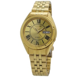 MEN'S Seiko 5 Stainless Steel Gold-tone Dial Watch SNKL38