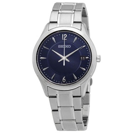 Seiko MEN'S 에센셜 Essentials Stainless Steel Blue Dial Watch SUR419