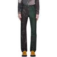 Serapis Green & Black Paneled Jeans 232238M186000