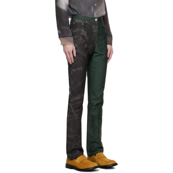  Serapis Green & Black Paneled Jeans 232238M186000