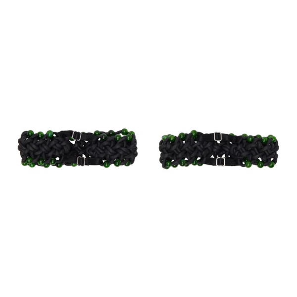  Shawna Wu SSENSE Exclusive Black & Green Handknot Garters 231541F076000