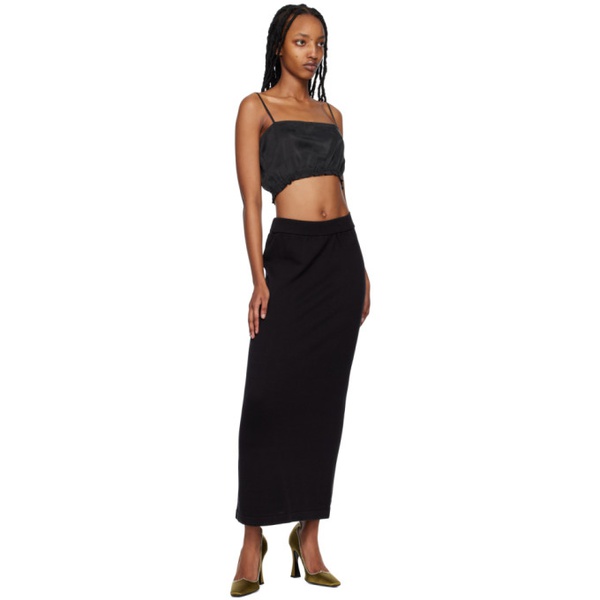  Silk Laundry Black Straight Midi Skirt 231223F093001
