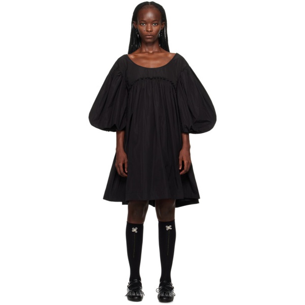  시몬 로샤 Simone Rocha Black Gathered Minidress 232405F052016