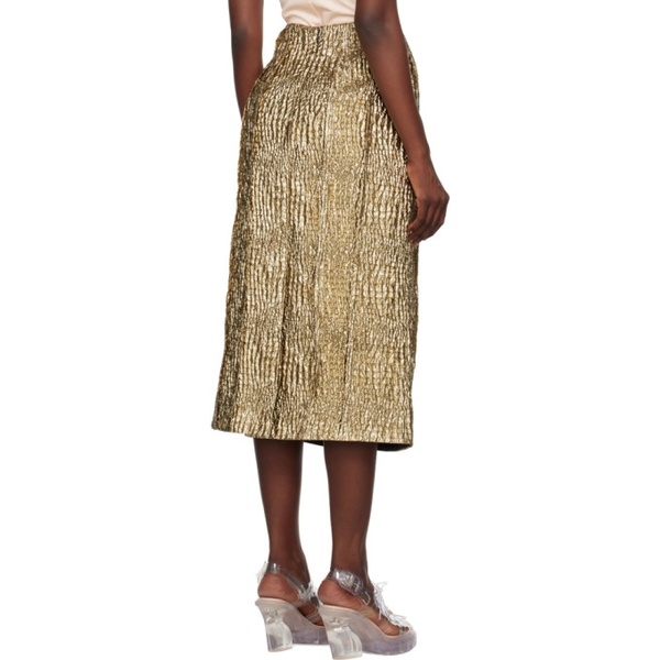  시몬 로샤 Simone Rocha Gold Pinched Seams Midi Skirt 232405F092000