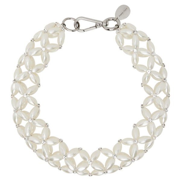  시몬 로샤 Simone Rocha White Rope Pearl Crystal Necklace 232405F023010