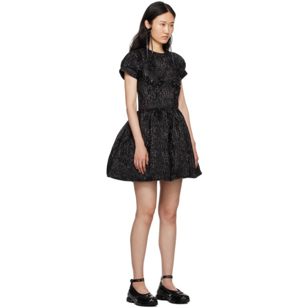  시몬 로샤 Simone Rocha Black Crystal-Cut Midi Dress 232405F054003