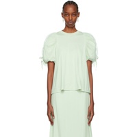 시몬 로샤 Simone Rocha Green Puff Sleeve T-Shirt 241405F110012