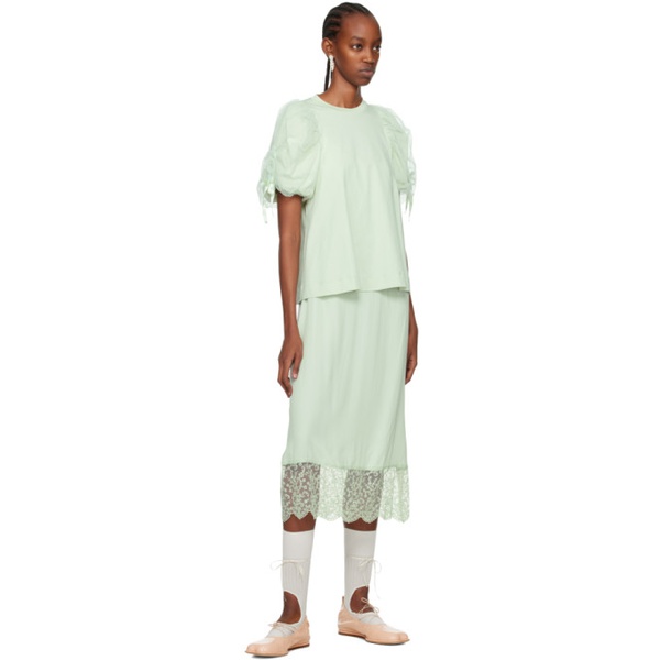  시몬 로샤 Simone Rocha Green Puff Sleeve T-Shirt 241405F110012