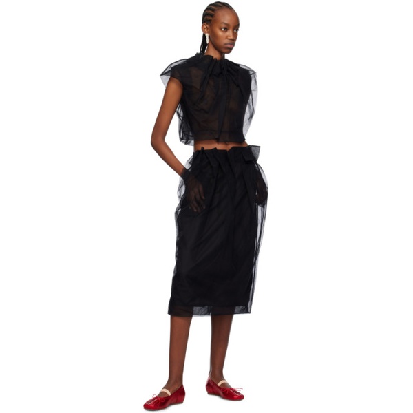  시몬 로샤 Simone Rocha Black Pleated Midi Skirt 241405F092015