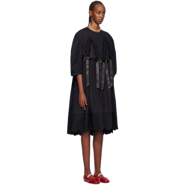  시몬 로샤 Simone Rocha Black Puff Sleeve Midi Dress 241405F052011