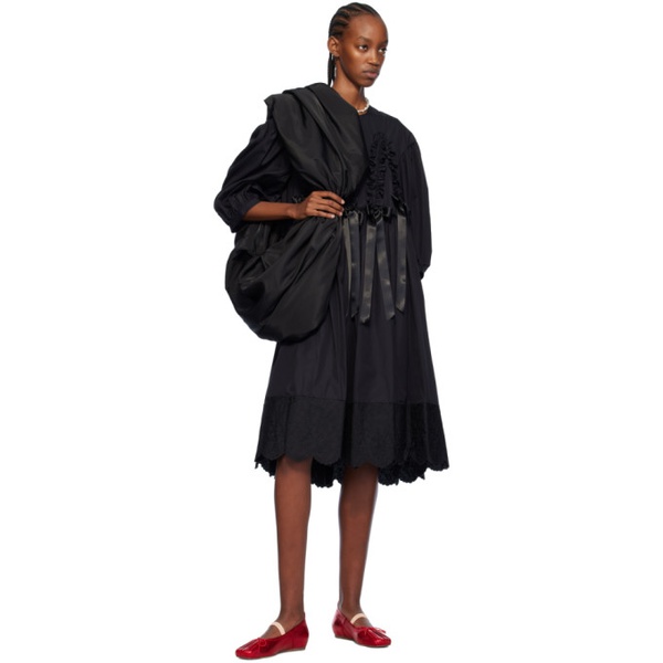  시몬 로샤 Simone Rocha Black Puff Sleeve Midi Dress 241405F052011