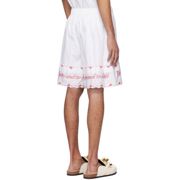  시몬 로샤 Simone Rocha White Embroidered Shorts 241405M193000