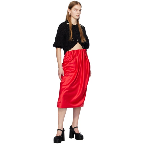  시몬 로샤 Simone Rocha Red Pleated Midi Skirt 241405F092002