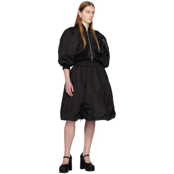  시몬 로샤 Simone Rocha Black Ruched Midi Skirt 241405F092013
