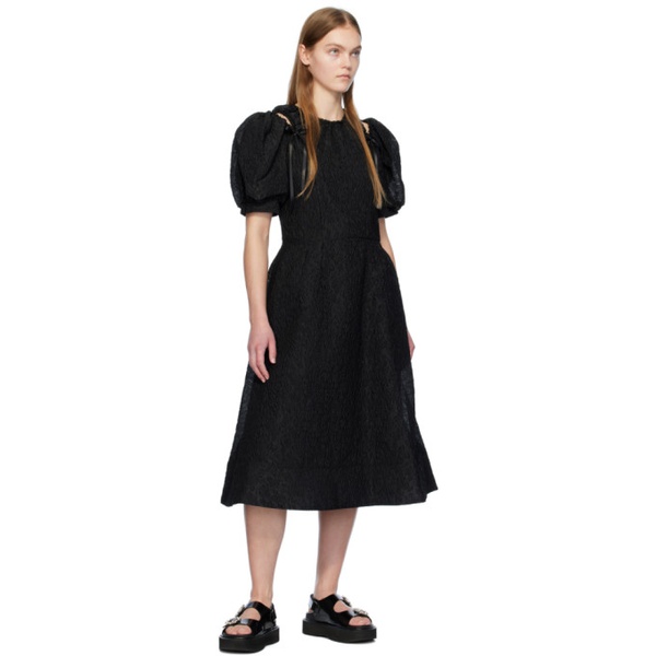  시몬 로샤 Simone Rocha Black Puff Sleeve Midi Dress 241405F054017