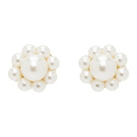 시몬 로샤 Simone Rocha White Mini Daisy Stud Earrings 241405F022042