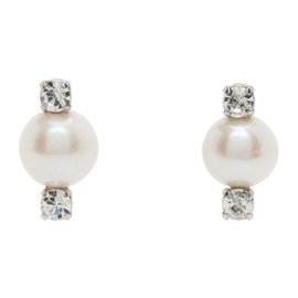 시몬 로샤 Simone Rocha Silver Mini Crystal Pearl Stud Earrings 241405F022041