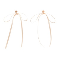시몬 로샤 Simone Rocha Beige & Pink Bow Ribbon Stud Earrings 241405F022036