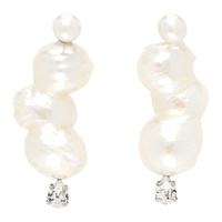 시몬 로샤 Simone Rocha White Crystal Peanut Pearl Earrings 241405F022043