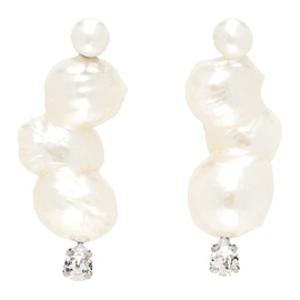 시몬 로샤 Simone Rocha White Crystal Peanut Pearl Earrings 241405F022043