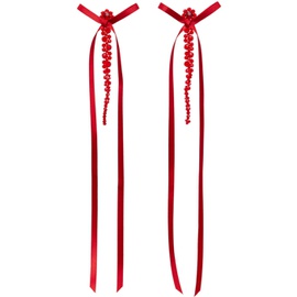 시몬 로샤 Simone Rocha Red Bow Ribbon Drip Earrings 241405F022023