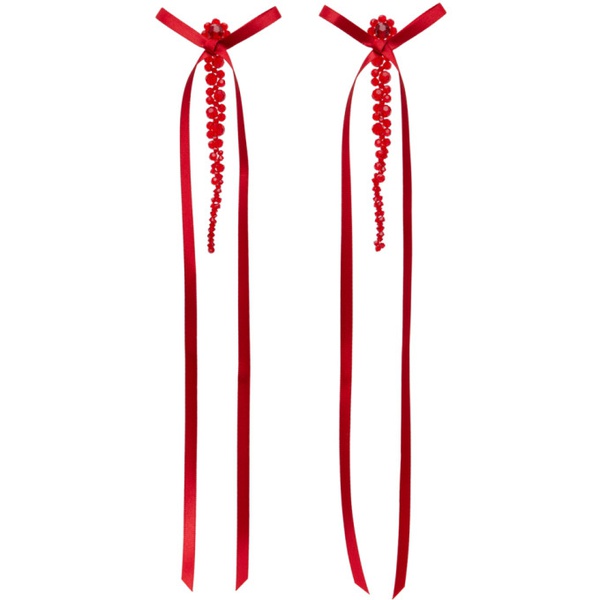  시몬 로샤 Simone Rocha Red Bow Ribbon Drip Earrings 241405F022023