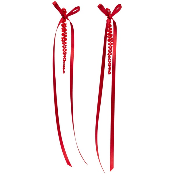  시몬 로샤 Simone Rocha Red Bow Ribbon Drip Earrings 241405F022023