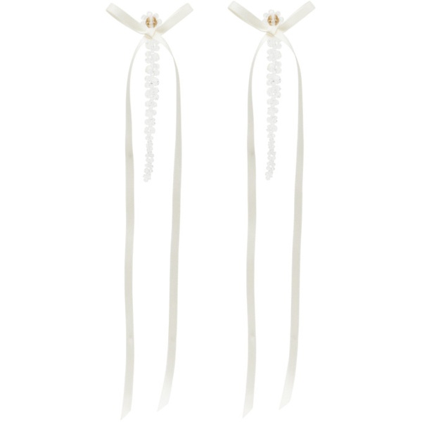  시몬 로샤 Simone Rocha 오프화이트 Off-White Bow Ribbon Drip Earrings 241405F022027