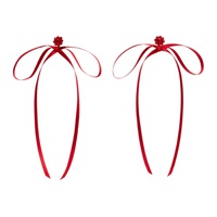 시몬 로샤 Simone Rocha Red Bow Ribbon Stud Earrings 241405F022035