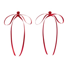 시몬 로샤 Simone Rocha Red Bow Ribbon Stud Earrings 241405F022035