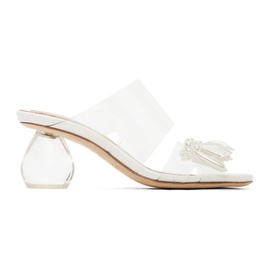 시몬 로샤 Simone Rocha Transparent & White Beaded Perspex Heeled Sandals 241405F125000