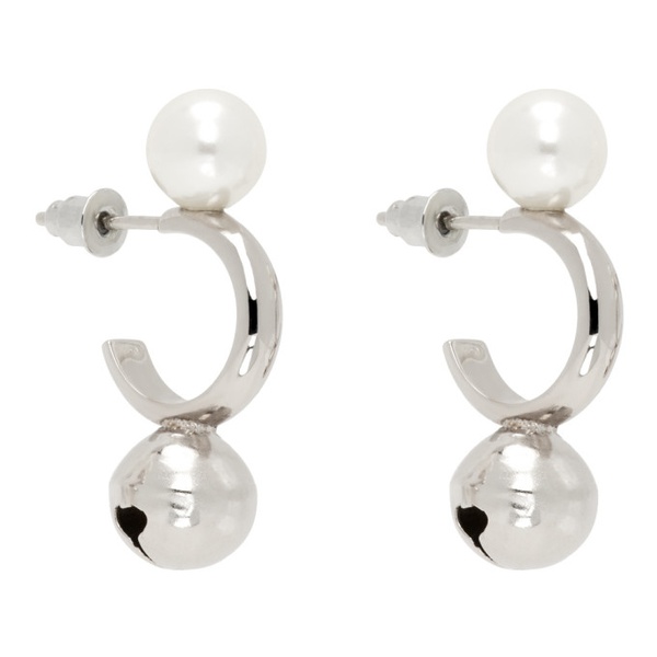  시몬 로샤 Simone Rocha Silver Bell Charm Hoop Earrings 241405F022032