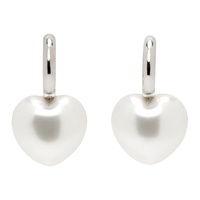 시몬 로샤 Simone Rocha Silver XL Heart Hoop Earrings 232405F022025