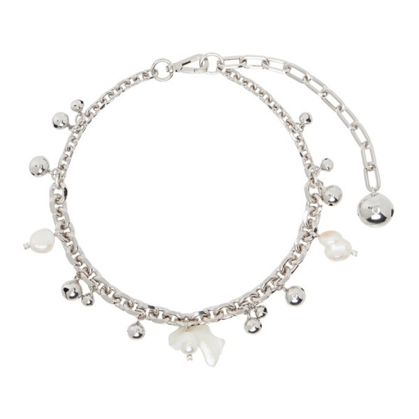  시몬 로샤 Simone Rocha Silver Bell Charm & Pearl Chain Necklace 241405M145002