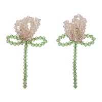 시몬 로샤 Simone Rocha Pink & Green Cluster Flower Earrings 241405F022049