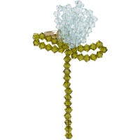 시몬 로샤 Simone Rocha Blue & Khaki Cluster Crystal Flower Single Ear Cuff 241405F022051