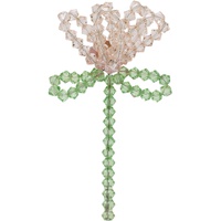 시몬 로샤 Simone Rocha Pink & Green Cluster Crystal Flower Single Ear Cuff 241405F022052