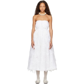 시몬 로샤 Simone Rocha White Cinched Bow Ball Maxi Dress 241405F055000